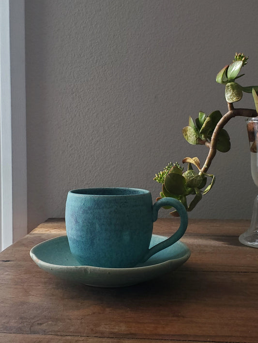 Turkish Blue Tea Cup & Saucer