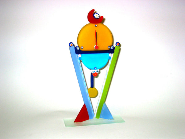 Colorful Murano Glass Desk Clock with Pendulum