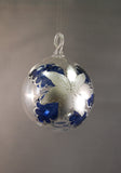 Indigo Blue Flower Glass Ornament